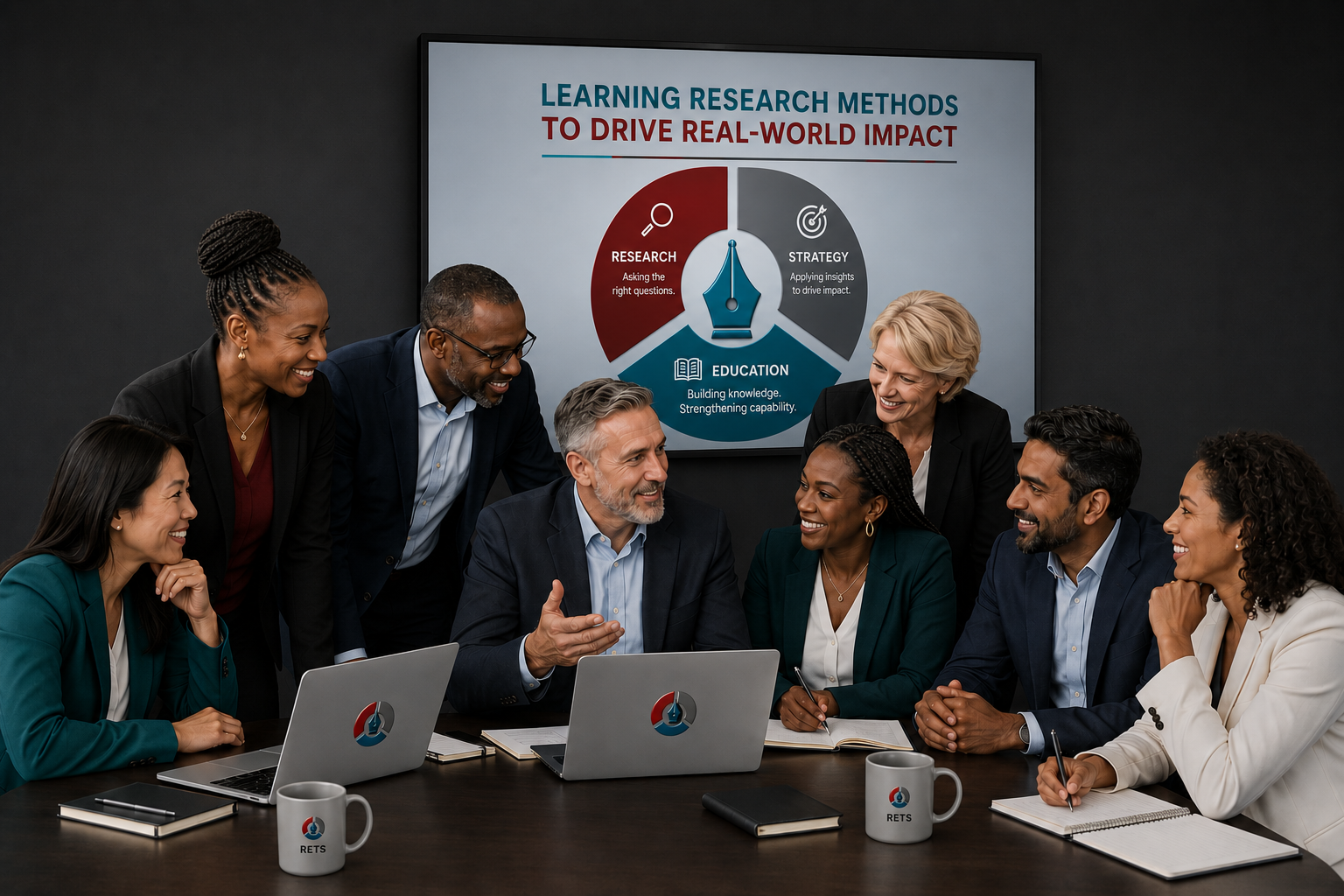 A group Executives discussing about Research for Business